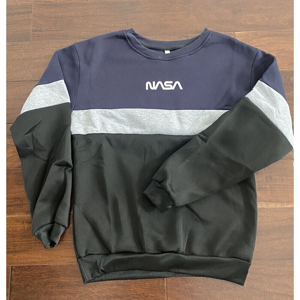 NASA graphic Men's Women's Sweatshirt cotton warm color block - size M-